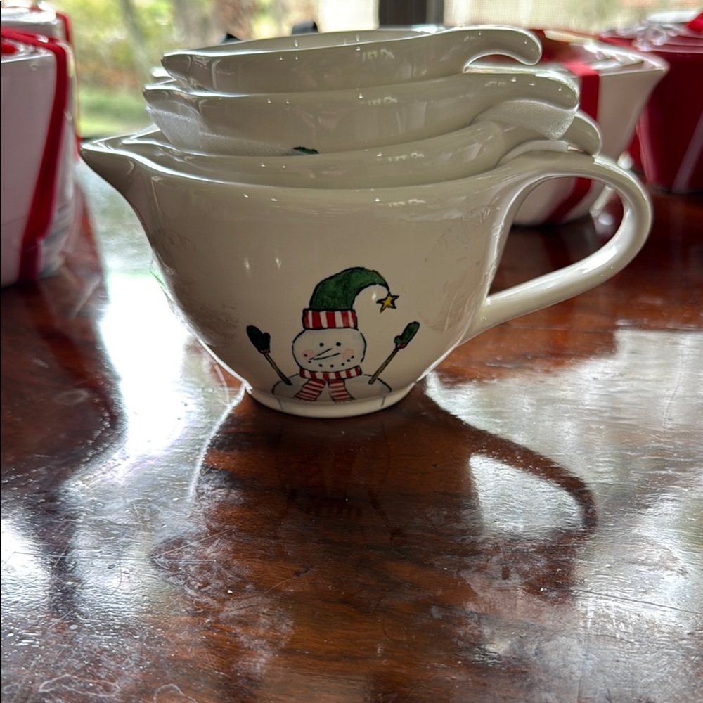 New Rae Dun Snowman Measuring Cups set of 4 white